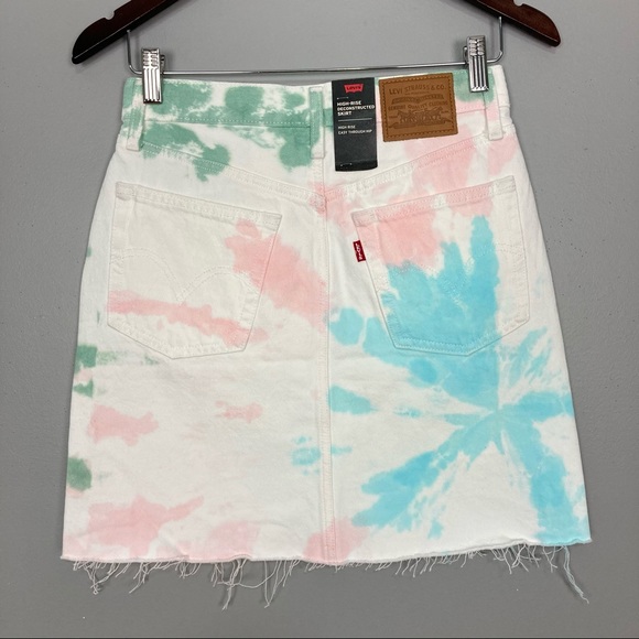 Levi’s Premium High-Rise Deconstructed Skirt Women’s Sz 2 Mini Hipster Colorful - Picture 5 of 10